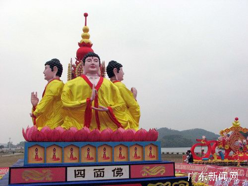 四面佛现身广东阳江春节灯展