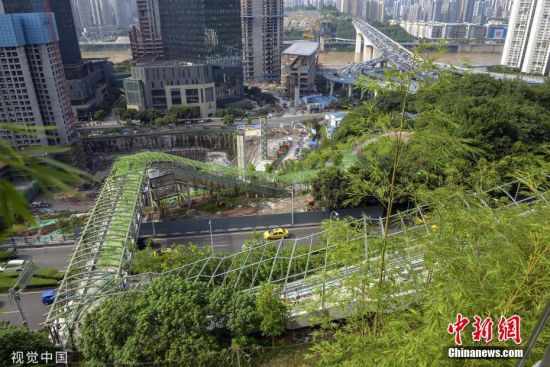 重庆首条电动扶梯崖壁步道开放 从化龙桥到大坪仅需十分钟(3)